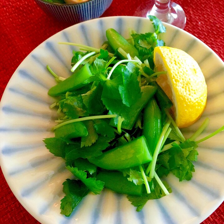 春×冬の副菜♩三つ葉とスナップエンドウのゆず風味